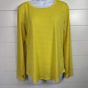 Zyia Active Striped Long Sleeved Tee Shirt Yellow sz S